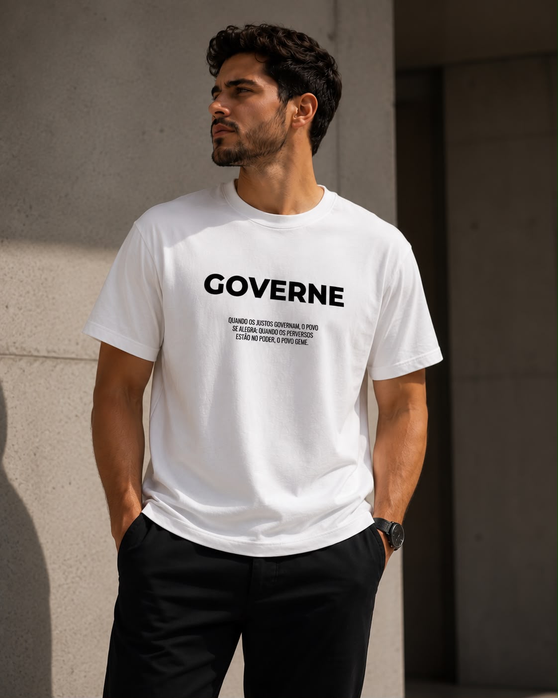 Camiseta branca Governe — Edição Purpose